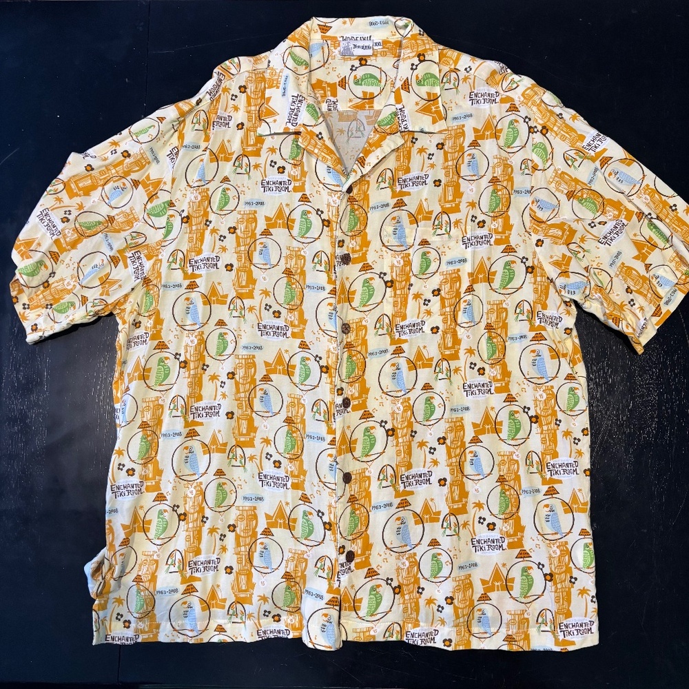SHAG Josh Agle Disneyland Disney 40th Enchanted Tiki Room Aloha Shirt Used XXL